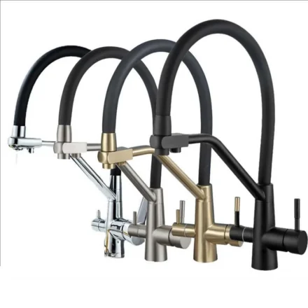 ก๊อกน้ำกรองน้ำ 3 in 1 สำหรับครัว น้ำบริสุทธิ์ หมุนได้ 360 องศา ก๊อกอ่างล้างจานแบบมีหูจับคู่ ฟังก์ชั่นน้ำคู่ โหมดกรองน้ำ ก๊อกผสม 1