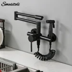 ทองเหลืองคุณภาพสูง Deck ติดตั้งสเปรย์ปืนคู่-Jointed หม้อ Filler Kitchen Sink ก๊อกน้ำเย็นหรือความร้อน water Tap 1