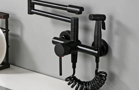 ทองเหลืองคุณภาพสูง Deck ติดตั้งสเปรย์ปืนคู่-Jointed หม้อ Filler Kitchen Sink ก๊อกน้ำเย็นหรือความร้อน water Tap 1