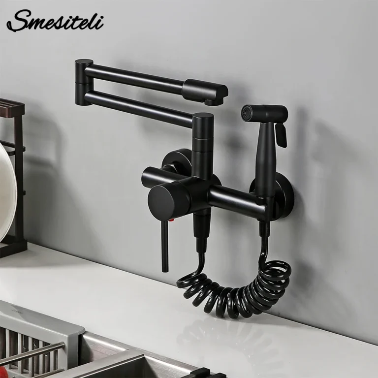 ทองเหลืองคุณภาพสูง Deck ติดตั้งสเปรย์ปืนคู่-Jointed หม้อ Filler Kitchen Sink ก๊อกน้ำเย็นหรือความร้อน water Tap 1