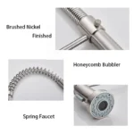 ก๊อกน้ำห้องครัวแบบติดตั้งบนเคาน์เตอร์ สปริงนิเกิลขัดเงา หัวฉีดแบบหมุนได้ 360 องศา พร้อมหัวฉีดสเปรย์ น้ำร้อนน้ำเย็น 4