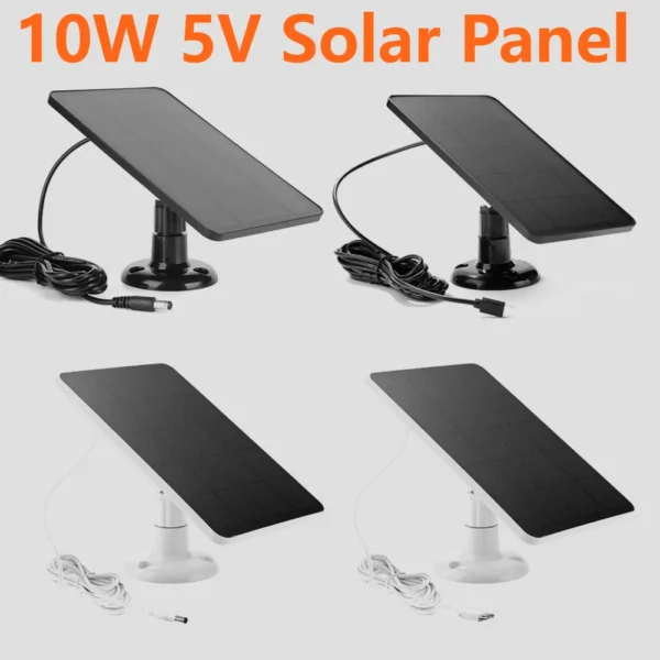 แผงโซลาร์เซลล์ 10W 5V DC5521 Type-C สำหรับใช้งานกลางแจ้ง ชาร์จแบตเตอรี่แบบพกพา เหมาะสำหรับกล้องวงจรปิด ระบบไฟบ้านขนาดเล็ก 1