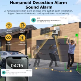 กล้องวงจรปิดรักษาความปลอดภัยพลังงานแสงอาทิตย์ Metal AOV 4K 4G ซิม ซูมออปติคอล 60 เท่า ติดตามบุคคล แบตเตอรี่ 31200 มิลลิแอมป์ บันทึก 24 ชั่วโมง สำหรับบ้านและนอกอาคาร 5