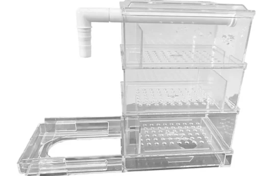 กล่องกรองน้ำตู้ปลาแบบหยดน้ำหลายชั้น เพิ่มการไหลเวียนของน้ำ ถังกรองน้ำแบบใส อุปกรณ์กรองน้ำสำหรับตู้ปลา ระบบกรองน้ำด้านบนตู้ปลา 1