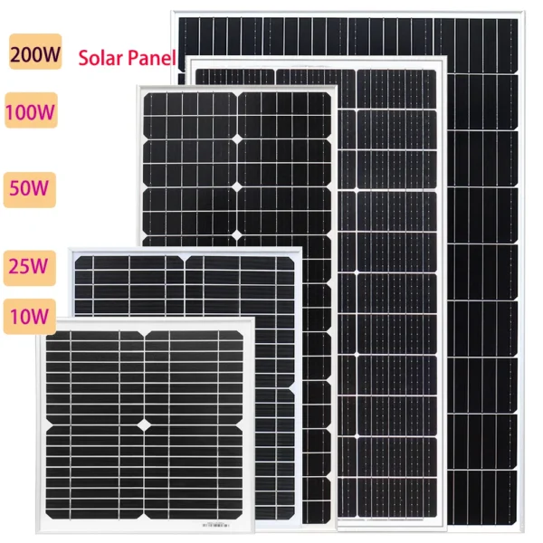 Xinpuguang Glass Solar Panel แผงโซล่าแก้วแข็งโมโนคริสตัลไลน์10W 25W 50W 100W 200W แผงเซลล์แสงอาทิตย์ชาร์จพลังงานแสงอาทิตย์ 1
