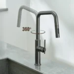 ก๊อกน้ำห้องครัวแบบดึงออกได้ สีโรสโกลด์ขัดเงา น้ำร้อนน้ำเย็น ฟังก์ชั่นหลากหลาย 6