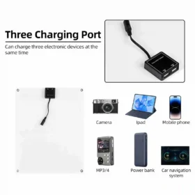 ชุดแผงโซลาร์เซลล์ 20 วัตต์ 12 โวลต์ แผงโซลาร์เซลล์แบบโมโนคริสตัลไลน์ + ตัวควบคุมการชาร์จ PWM 50A + คลิปหนีบแบตเตอรี่ ประสิทธิภาพสูง 22% 2