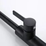 ใหม่มาถึงก๊อกน้ำห้องครัวหมุนที่มองไม่เห็นดึงหัวฉีดGooseneckดึงMixer Sink Tap Matt Black 4