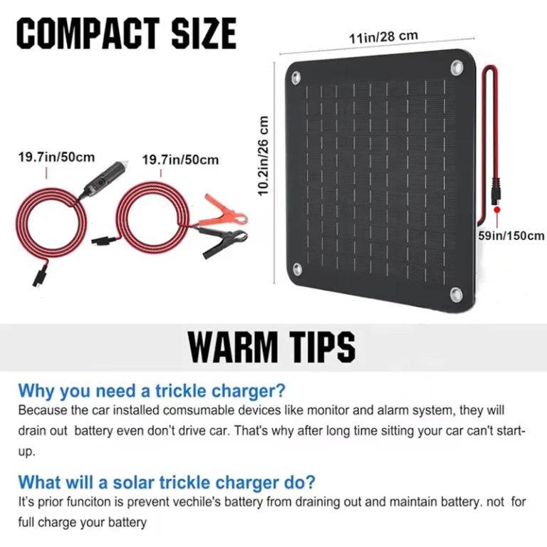 เครื่องชาร์จแบตเตอรี่รถยนต์พลังงานแสงอาทิตย์กันน้ำ 12 โวลต์ พร้อมแผงโซลาร์เซลล์และตัวควบคุม สำหรับรถยนต์ รถบรรทุก เรือ เครื่องตัดหญ้า รถบ้านพ่วง รถแทรกเตอร์ 1