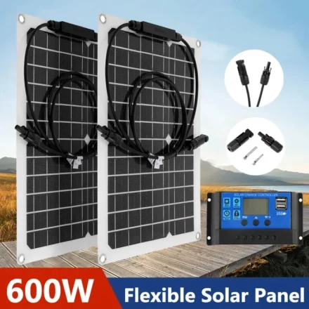 30 W-600 W แผงพลังงานแสงอาทิตย์แบบยืดหยุ่น 12 V Dual USB 10A-100A Controller Solar Cell Power Bank สําหรับโทรศัพท์เรือยอชท์ 1