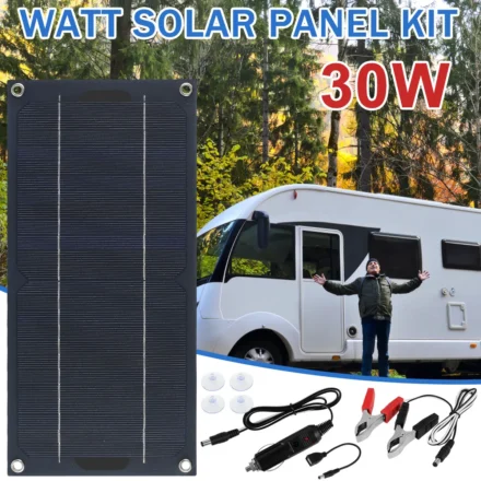 ชุดแผงโซล่า30W DC 12-24V แบบพกพาปกป้องที่ชาร์จแสงอาทิตย์ monocrystalline ที่ชาร์จแบตเตอรี่พลังงานแสงอาทิตย์กลางแจ้ง 1
