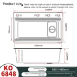 อ่างล้างจานครัวสแตนเลส 304 แบบช่องเดียวขนาดใหญ่ อเนกประสงค์ สำหรับล้างจาน ล้างผัก อ่างแบบฝังใต้เคาน์เตอร์ 6