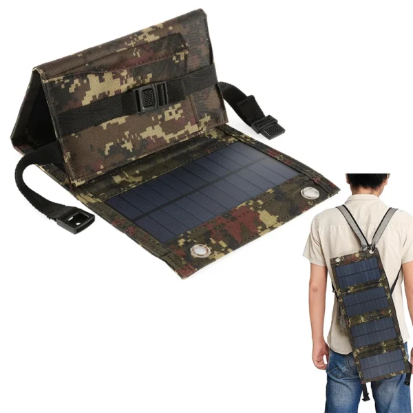 แผงโซลาร์เซลล์พับได้ 20 วัตต์ พร้อมพอร์ต USB สำหรับชาร์จโทรศัพท์มือถือในกรณีฉุกเฉิน เหมาะสำหรับการตั้งแคมป์ ปีนเขา และกิจกรรมกลางแจ้ง 1