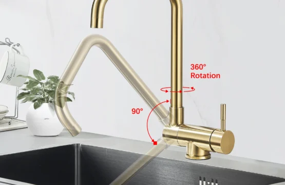 ก๊อกน้ำสำหรับห้องครัวเครื่องผสมน้ำร้อนและเย็นแบบหมุนได้ ° 360ก๊อกน้ำเดี่ยวแบบพับได้ก๊อกน้ำสำหรับติดตั้งบนดาดฟ้ารถเครนสำหรับห้องครัว 1