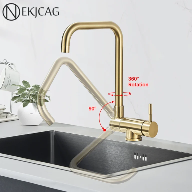 ก๊อกน้ำสำหรับห้องครัวเครื่องผสมน้ำร้อนและเย็นแบบหมุนได้ ° 360ก๊อกน้ำเดี่ยวแบบพับได้ก๊อกน้ำสำหรับติดตั้งบนดาดฟ้ารถเครนสำหรับห้องครัว 1