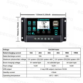SOECOPO 6000W ชุดระบบพลังงานแสงอาทิตย์ 2*300W แผงพลังงานแสงอาทิตย์ 100A Controller Camping USB 5 V/1.5A DC 12 V - AC 110 V/220 V อินเวอร์เตอร์แผงบ้าน 3