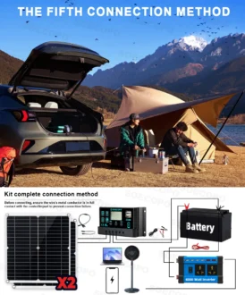 SOECOPO 6000W ชุดระบบพลังงานแสงอาทิตย์ 2*300W แผงพลังงานแสงอาทิตย์ 100A Controller Camping USB 5 V/1.5A DC 12 V - AC 110 V/220 V อินเวอร์เตอร์แผงบ้าน 6