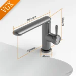 ก๊อกน้ำห้องน้ำหรู VGX ก๊อกผสมอ่างล้างหน้า ก๊อกน้ำอ่างล้างหน้าแบบ Gourmet ก๊อกน้ำร้อนน้ำเย็น ทองเหลือง โครเมียม ดำ ทองขัดเงา 6