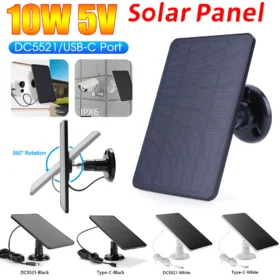 แผงโซลาร์เซลล์ 10W 5V พร้อมขายึดปรับได้ 360 องศา แบบโมโนคริสตัลไลน์ สำหรับกล้องวงจรปิด IP และกล้องอัจฉริยะติดประตู 1