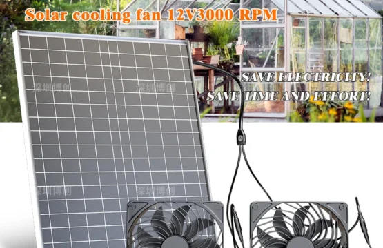 พัดลมแผงโซลาร์เซลล์ 500W ประสิทธิภาพสูงพร้อมระบบทําความเย็นอัตโนมัติสําหรับห้องใต้หลังคา โรงรถ เล้าไก่ 1