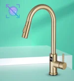 Touch ก๊อกน้ําห้องครัวดิจิตอลแปรงทองร้อนเย็นอ่างล้างจานแตะสแตนเลสสมาร์ทดิจิตอล Touch บนก๊อกน้ําห้องครัว 4