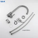 ULA ก๊อกน้ําห้องครัวสแตนเลส 360 หมุนอ่างล้างจานร้อนและเย็น Chrome Black Gold Sink Mixer Tap Torneira 6