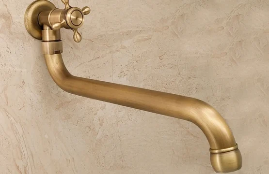 Ellen ก๊อกเดี่ยวติดผนังกลางแจ้ง, ML982อ่างล้างจานทำจากทองสัมฤทธิ์ 1