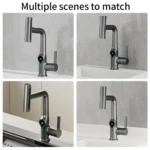 น้ําตกอุณหภูมิดิจิตอลจอแสดงผลก๊อกน้ําอ่างล้างหน้าLift Up Down Stream Sprayerร้อนเย็นอ่างล้างจานล้างTapสําหรับห้องน้ํา 4