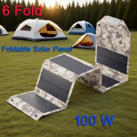 100W 80W แผงพลังงานแสงอาทิตย์แบบพับได้ 6 พับ,10Wh USB 5V DC Solar Charger, แบบพกพา Power Bank สําหรับตั้งแคมป์เดินป่ากลางแจ้ง 1