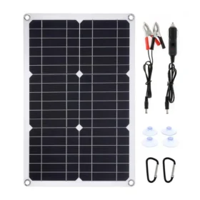 Professional 200W 12V ชุดแผงพลังงานแสงอาทิตย์พอร์ต USB คู่ Off Grid Monocrystalline โมดูลแบตเตอรี่ + 60A คอนโทรลเลอร์ชาร์จพลังงานแสงอาทิตย์ 2