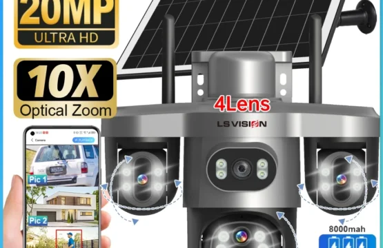 กล้อง LS VISION V380 Pro ซูมออปติคอล 10 เท่า กล้องโซลาร์เซลล์ 4G Wifi ภายนอกอาคาร 20MP สี่เลนส์ 3 หน้าจอ CCTV PIR ตรวจจับมนุษย์ กล้องรักษาความปลอดภัย 1