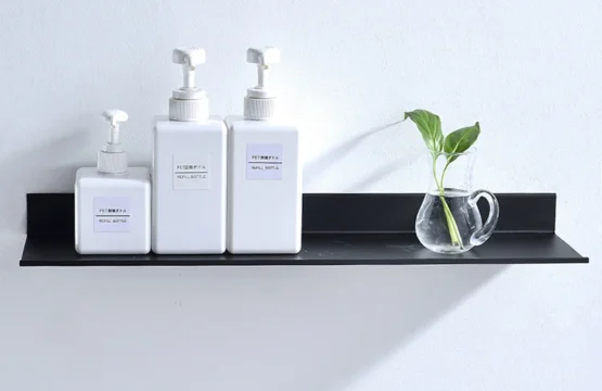 Matt Black Wall ชั้นห้องน้ำห้องน้ำอุปกรณ์เสริม30-50ซม.Modern Kitchen Shower Bath Rack โปรโมชั่นขายส่ง 1