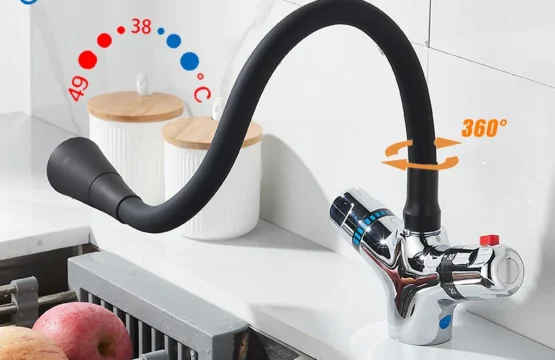 ทองเหลืองคุณภาพสูง Chrome เสร็จสิ้นห้องครัว Thermostatic ก๊อกน้ำ,คงที่อุณหภูมิ Mixer ก๊อกน้ำสำหรับห้องครัว,เครื่องผสมก๊อกน้ำอ่างล้างหน้า 1