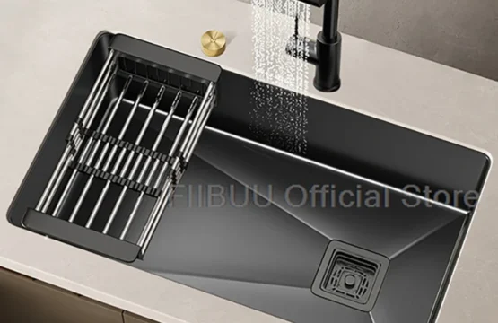 304 อ่างล้างจานสแตนเลสชามเดียวหนาวัสดุ Undermount อ่างล้างหน้าผัก Workstation พร้อมอุปกรณ์ระบายน้ํา 1