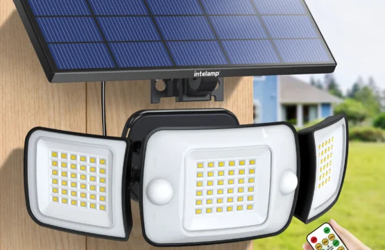 Intelamp ไฟกลางแจ้งพลังงานแสงอาทิตย์, เซ็นเซอร์ตรวจจับการเคลื่อนไหวไฟถนนติดผนังกันน้ำสว่างสำหรับสวนทางเดินโรงรถบันไดระเบียง 1