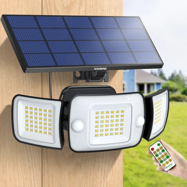 Intelamp ไฟกลางแจ้งพลังงานแสงอาทิตย์, เซ็นเซอร์ตรวจจับการเคลื่อนไหวไฟถนนติดผนังกันน้ำสว่างสำหรับสวนทางเดินโรงรถบันไดระเบียง 1