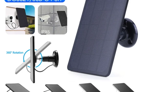 แผงโซลาร์เซลล์ 10W 5V พร้อมขายึดปรับได้ 360 องศา แบบโมโนคริสตัลไลน์ สำหรับชาร์จกล้องวงจรปิด IP กล้องออด พอร์ต Type-C/DC5521 1