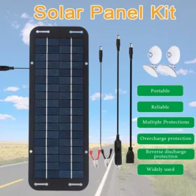 ชุดแผงโซลาร์เซลล์ 12V กันน้ำระดับ IP65 ประสิทธิภาพสูง สำหรับชาร์จแบตเตอรี่รถยนต์ ชาร์จไฟแบบ Trickle ด้วยพลังงานแสงอาทิตย์ สำหรับรถบ้านและรถแทรกเตอร์ 4
