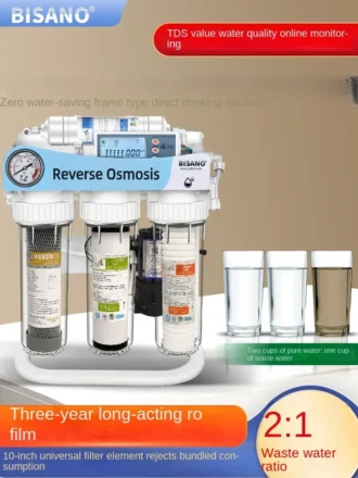 เครื่องกรองน้ำดื่มในครัวเรือน 1000G แบบไหลแรง ไม่ใช้ถังเก็บ  ติดตั้งกับก๊อกน้ำในครัว ระบบกรองน้ำ RO รีเวิร์สออสโมซิส DIY 1