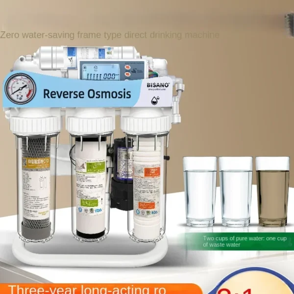 เครื่องกรองน้ำดื่มในครัวเรือน 1000G แบบไหลแรง ไม่ใช้ถังเก็บ  ติดตั้งกับก๊อกน้ำในครัว ระบบกรองน้ำ RO รีเวิร์สออสโมซิส DIY 1