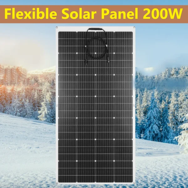 Flowatt 800W 400W 200W แผงพลังงานแสงอาทิตย์แบบยืดหยุ่น Monocrystalline CELL 12V แบตเตอรี่ชุดระบบพลังงานแสงอาทิตย์ Camping RV เรือรถ 1