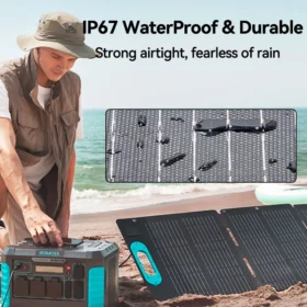 ROMOSS เซลล์ซิลิกอนโมโนคริสตัลไลน์แผงโซล่ากันน้ำ100วัตต์แบตเตอรี่แบบพับ4ก้อนสำหรับสถานีพลังงาน RS1000 RS500 ROMOSS 3