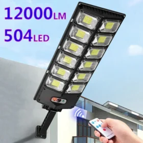 ไฟพลังงานแสงอาทิตย์กลางแจ้งที่มีประสิทธิภาพ 12000 Lumens 504 LED โคมไฟสวนโคมไฟแผงพลังงานแสงอาทิตย์กันน้ํา Motion Sensor Street Light 1