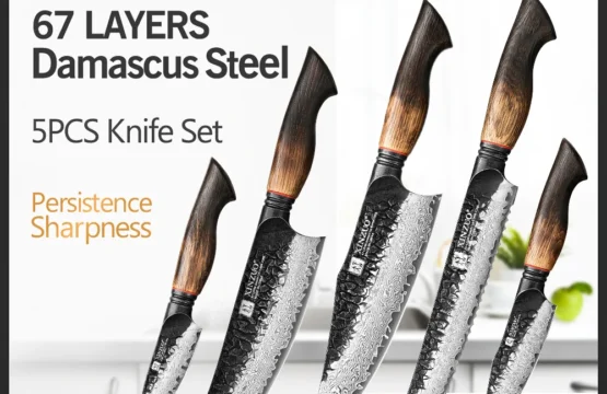 XINZUO 1-5PCS เหล็กดามัสกัสมีดครัว 10Cr15CoMov เหล็ก Core สับผักและผลไม้ในครัวเรือนมีดครัว 1