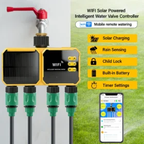ตัวตั้งเวลาให้น้ำแบบ WiFi 4/2 โซน ตัวควบคุมวาล์วน้ำอัจฉริยะ ใช้พลังงานแสงอาทิตย์ ควบคุมผ่านแอป Smart Life 2.4GHz ตั้งเวลาให้น้ำอัตโนมัติ 1