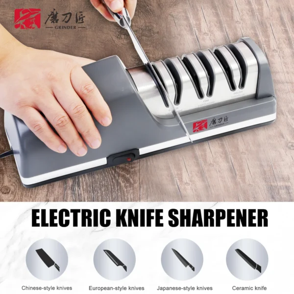 เครื่องลับมีดไฟฟ้า ปรับความเร็วได้สามระดับ หัวลับเพชรแท้ 100% สามารถเปลี่ยนหัวได้ เหมาะสำหรับมีดทำครัวทุกชนิด 1