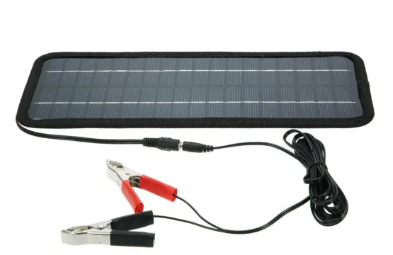 เครื่องชาร์จแบตเตอรี่พลังงานแสงอาทิตย์ 12V แบบพกพา แผงโซลาร์เซลล์ ชาร์จแบตเตอรี่ 12 โวลต์ กันน้ำ สำหรับรถยนต์ 1