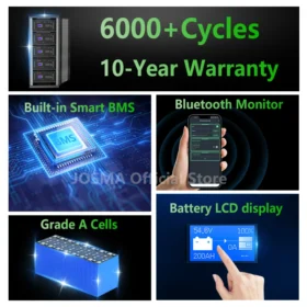 EU สต็อก 48V 300Ah LiFePO4 แบตเตอรี่ Active Equalizer 15Kwh 100Ah 120Ah 200Ah 150Ah 6000 รอบ RS485 สามารถ Home Energy Storage 6