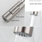 แปรงนิกเกิล Touch บนก๊อกน้ําอ่างล้างจานพร้อมดึงลงร้อนเย็นอ่างล้างจาน Tap Smart Sensor Touch ก๊อกน้ําห้องครัว 3