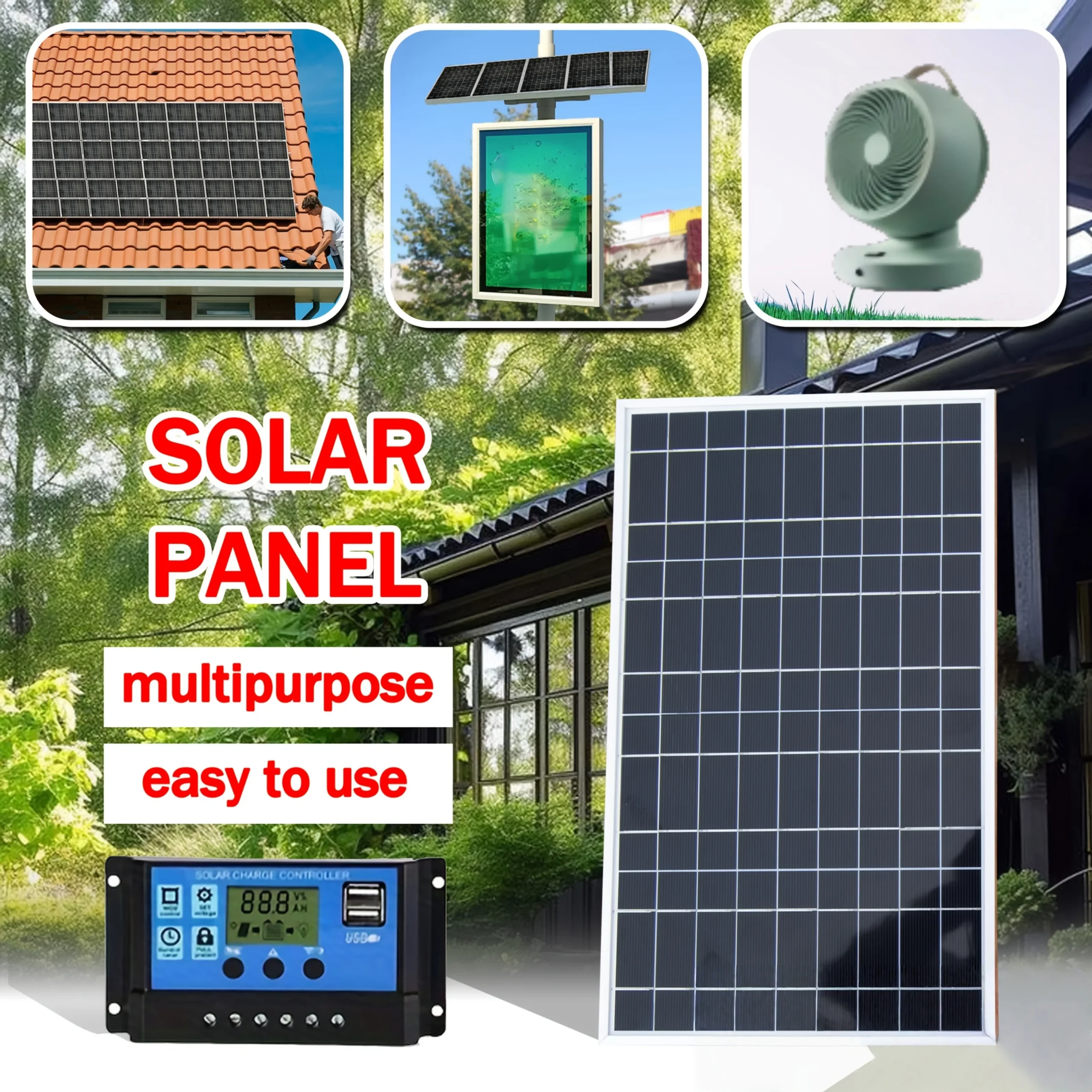 ชุดแผงโซลาร์เซลล์ 20 วัตต์/ชั่วโมง ครบชุด 12 โวลต์ โพลีคริสตัลไลน์ พลังงานแสงอาทิตย์แบบพกพา ชาร์จไฟได้ ใช้กลางแจ้ง เครื่องกำเนิดไฟฟ้าพลังงานแสงอาทิตย์สำหรับบ้าน 1 ชุดแผงโซลาร์เซลล์ 20 วัตต์/ชั่วโมง ครบชุด 12 โวลต์ โพลีคริสตัลไลน์ พลังงานแสงอาทิตย์แบบพกพา ชาร์จไฟได้ ใช้กลางแจ้ง เครื่องกำเนิดไฟฟ้าพลังงานแสงอาทิตย์สำหรับบ้าน 1